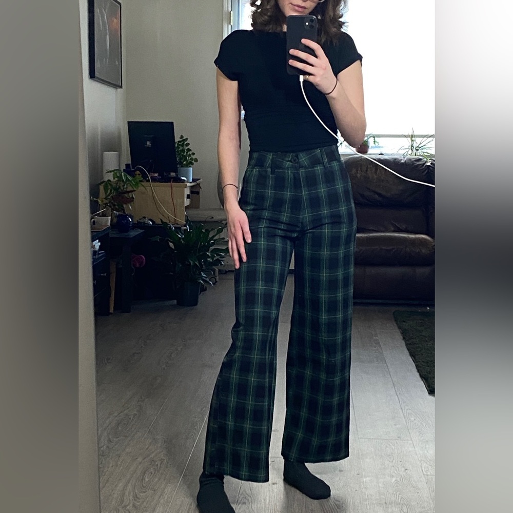 skater check pants high waisted